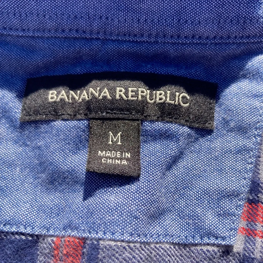 Banana Republic Shirt Flannel Plaid Cotton Long Sleeve Size Medium